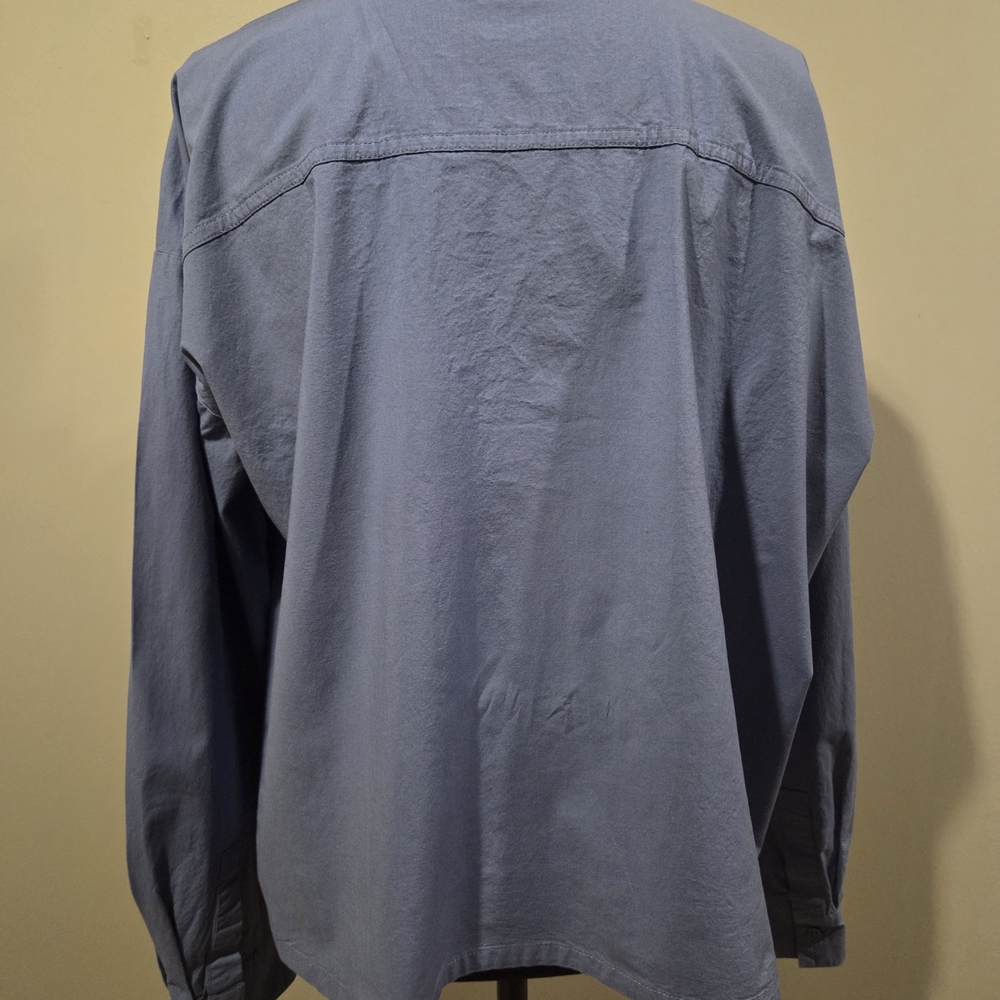 Ann Taylor Blue Button-Up Shirt XL - Picture 3 of 5